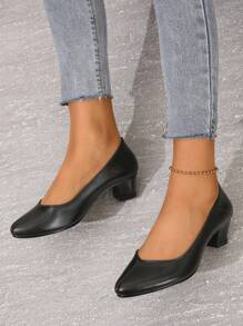 Women's Pointed Toe High Heel Shoes, Brown Waterproof Anti-Slip Work Office Pumps