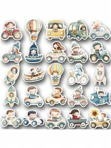 SCXXBSW 50pcs Cartoon Transportation Cartoon Graffiti Stickers Decorative Water Cups Notebook Luggage Waterproof Stickers - Multicolor - View 9