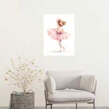 1/6PCS Optional Frame Posters Wall Arts Modern Pink Ballerina Girl Unicorn Butterfly Poster Kids Room Decorative Posters Wall Bedroom Decor ,Wall Art With Frame