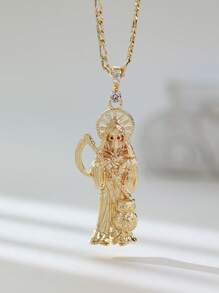 1 peça Colar Pendente Santa Muerte, Deus da Morte, Presente Religioso Fashion Legal Bonito para Feriado