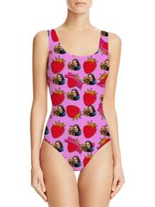 1pc Custom Women's One-Piece Swimsuit, Adult Female Sleeveless High Waist Strawberry Print Swimwear, For Swimming Pool, Beach, Holiday,Stylish,Fashion,Hipster,Casual,Minimal Chic,Personalized,Customized,Custom,Unique,Guy Costumes,Capsule Wardrobe,Men Basic/Street Style,Ideal Gifts For Him,Boyfriend,Family,Friends,For Birthdays,For Vacation/Holiday,For School/Competition,For Sports/Climbing