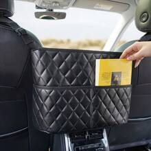 Large Capacity Car Seat Back Organizer - Durable Faux Leather Storage Mesh Bag With Hanging Mount, Lightweight Auto Interior Accessory Organizer