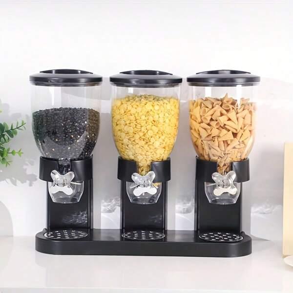 3 pezzi Dispenser per la stagione di laurea: grande capacità, facile da usare, set dispenser per cereali 3 in 1 - contenitori sigillati per cereali, riso e avena con misurazione precisa, perfetto per organizzatori per colazione e spuntino in cucina