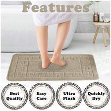 VELVETIO Bath Mat Set 2 Piece Non Slip Rubber Pedestal And Bath Mat Set Toilet Greek Bathroom Rug New - Mocha - View 5