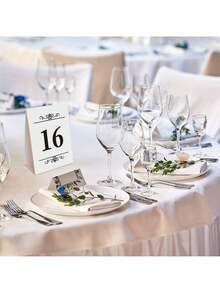 1 Set Of Tent Style Wedding Seat Cards, Table Numbers 1-20, Independent Standing Table Cards - White - View 4
