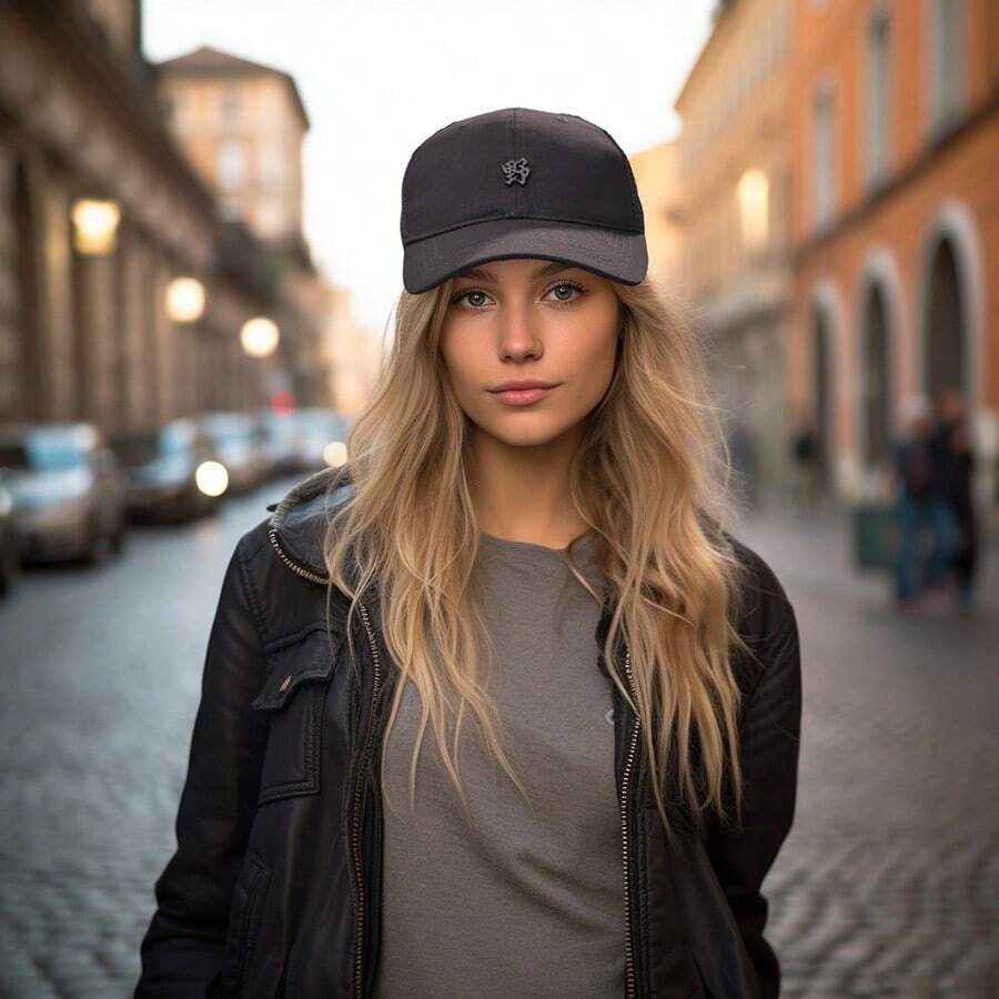 قبعة شمس شبكية للصيف مع رقعة CP1042 - الأسود - مشاهدة 1