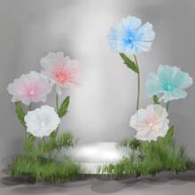 1 Set: 1 Pc 50cm Giant Waterproof Artificial Flower + 1 Pc 50cm Giant Butterfly Yard/Garden Decor, Suitable For Outdoor Yard, Lawn, Living Room, Bedroom, Perfect For Holidays, Weddings, Wedding Photography Props, Display Window Decoration