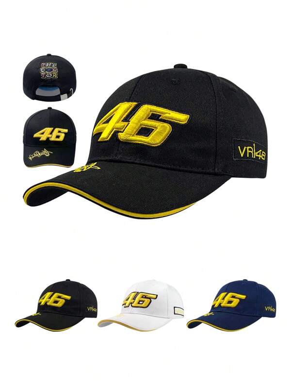 VR46 Racecar Digital 3D Embroidery Sun Visor Baseball Cap, Women 2pcs Sports Fashion Rossi Signature Truckers Cap, Unisex Matched With Women's Sunglasses, Suitable For Daily Wear, Watching Races, Birthday/Valentine's Day Gifts