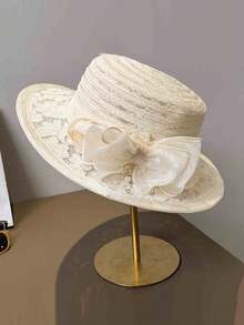 1 chiếc mũ đi nhà thờ thanh lịch dành cho nữ, mũ dạ hội có nơ Organza, thích hợp cho tiệc tùng, dạo phố, công sở, mùa xuân/hè, mũ chống nắng thời trang khi đi du lịch, sự kiện và kỳ nghỉ - A - Xem 9