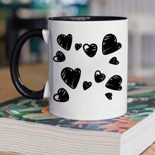 Black And White Creative Love Pattern Mug, Material: Porcelain Back To School