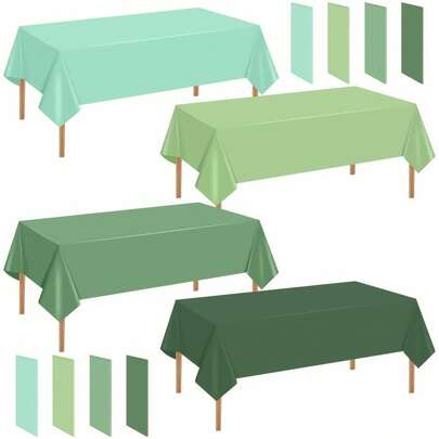 1pc Green Plastic Tablecloth | Light Green Disposable Waterproof Tablecloth, 4 Green Color Options, Sage Green Tablecloth, 54x108 Inches, Fits 6-8 Ft Rectangular Tables, Indoor Outdoor Party, Birthday, Wedding, Baby Shower Decor