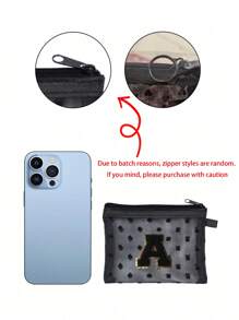 1 pieza Bolsa de malla transparente con forma de corazón linda, Mini bolsa de almacenamiento - Toalla con inicial bordada de la A a la Z, Bolsa cosmética portátil multifuncional para viajes, Bolsa de almacenamiento para maquillaje, cuidado de la piel y lápiz labial, Bolsa de cremallera de malla, Organizador de maquillaje para viajes