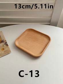 1 pièce Plateau en bois, plateau de service en bois rond/carré/ovale, petite assiette en bois pour le lait, les collations, la photographie, en bois de hêtre, simple et