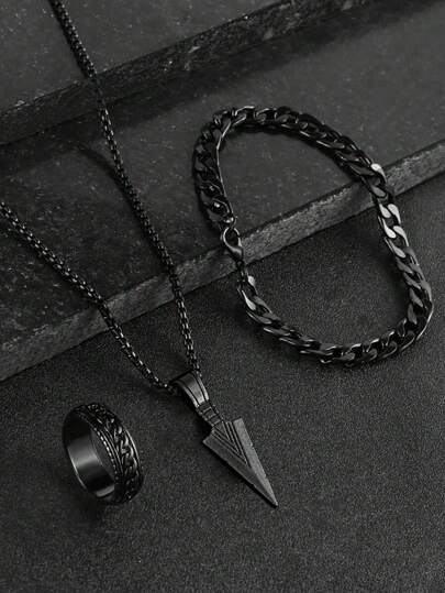 Collar con colgante de aleación con forma de flecha, estilo punk a la moda - regalo perfecto de joyas y accesorios de moda para el cumpleaños del novio