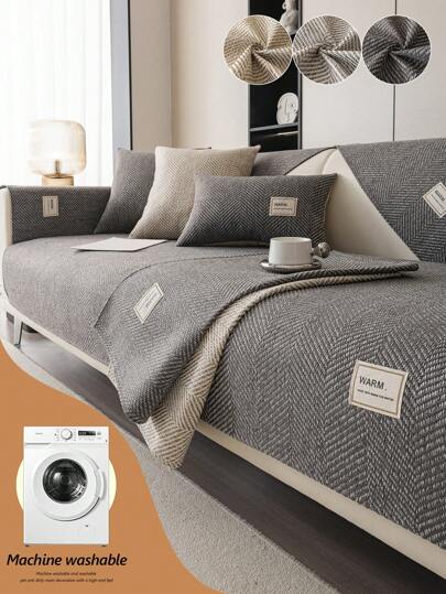 1 pezzo Copertura per divano in tessuto imitazione lino, antispruzzi per animali domestici, adatta per tutte le stagioni, antiscivolo, lavabile, adatta per soggiorno, camera da letto, ufficio, decorazione, stile semplice moderno, copertura per divano in pelle, cuscino per divano