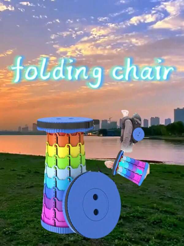 1 Set Outdoor Foldable Table And Chairs, Perfect Choice For Outdoor Activities, Fishing, Picnics, Camping (Random Pattern Color)