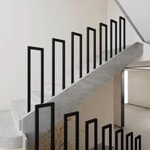 PERRTWDLF Treppengeländer Innen Schwarz, Treppengeländer U-Form, U-förmiges Geländer Treppenhaus Außen, Metallhandlauf Treppe Terrasse Korridor Apartment Villa, Geländer Vertikale Installation, 90cm - Schwarz vertikal - Übersicht 8