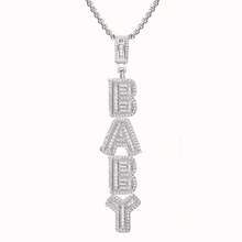 Customized Hip-Hop Necklace Rock Sugar Square Zirconium English Letter Pendant - Silver - View 3