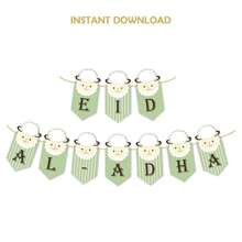 1 Set Eid Al Adha Cartoon Schaf bedruckte Fahne, süßes Lamm Thema Ziehfahne für Eid Al Adha, muslimisches Eid Al Fitr Festival Feier Dekoration