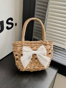 The New Mini Woven Bow Handbag With A Minimum Of 1 Piece Is Stylish And Avant-Garde, With Ample Capacity And Comfortable Touch. It Has Strong Practicality And Is Suitable For Both Boy And Girl To Use For Daily Shopping, Picnics, And Spring Outings. This Is The Best Choice For Giving Gifts To Family, Friends, And Classmates. - Straw Handbag - View 3