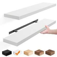 Tomnk 2pcs Floating Shelves For Wall, 22in,  Wall-Mounted, MDF Wood Room Decor, Rustic Wood Shelves For Bathroom, Living Room, Bedroom And Kitchen, Wall Shelves For Storage,Books,Room Decor - 彩色 - 查看 4
