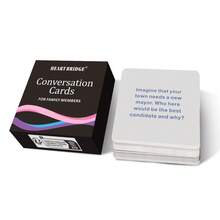 HEART BRIDGE 1 张家庭趣味对话入门卡，50 个主题聊天卡牌游戏，引人入胜且温馨的家庭交流，万圣节、圣诞节、感恩节、家庭游戏之夜的绝佳礼物