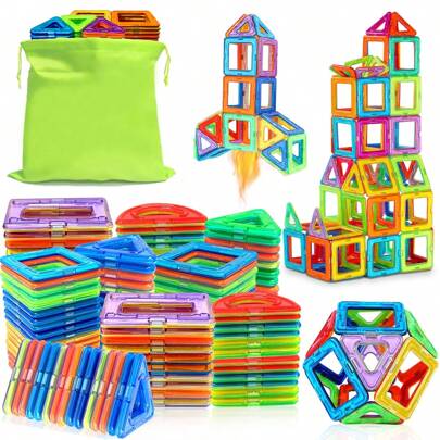 Magnetyczne klocki budowlane zabawki dla dzieci, duże rozmiary magnesów STEM zabawki edukacyjne zestaw konstruktorów zabawki magnetyczne dla dzieci zabawki dla dzieci w wieku 3-6 lat prezenty urodzinowe prezent magnetyczny losowy kolor