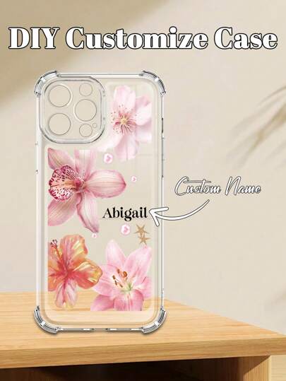Flower Phone Case 1 Flower + Name Customized Four Corners Anti-Drop Mobile Phone Case, Customized Name Mobile Phone Case, Personalized Anti-Drop Design Mobile Phone Case, Customized Name Mobile Phone Case, Personalized Mobile Phone Case With Picture, Customized Image Mobile Phone Case,Customized Phone Cases,Street Casual Chic