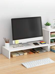1pc Wooden Monitor Stand For Desk, Monitor Riser, Wooden Monitor Riser Desk Storage Cabinet Computer TV Shelf, Saving Desk Space Elevating Computer Stand With Keyboard Management, For Office And Dormitory Use,School Supplies,Back To School