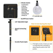 1set 100pcs LED Solar String Lights,600mAh Rechargeable Battery,Metal&Plastic,Multi-Function Party/Holiday Decoration Lighting For Wedding,Birthday,Anniversary,Graduation,Mother's Day,Camping,Thanksgiving,Valentine's Day
