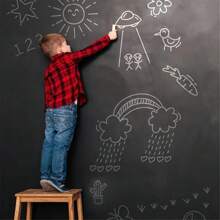 1 set de papel tapiz de pizarra desmontable y 5 tizas de colores aleatorios, pizarra de borrado en seco, apropiada para dibujos de niños, oficina, escuela, hogar, vuelta al cole