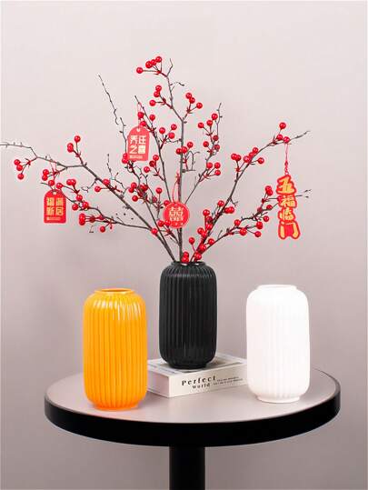 1PC Shatterproof Ceramic Like Plastic Vase Moderne Minimalist Glossy Wit Geometric Contour Textured Matte ing, Non Breakable Tabletop Living Room/Office/Gallery, All Season Monochromatic Art Centerpiece Home Room Flower Glass view 8