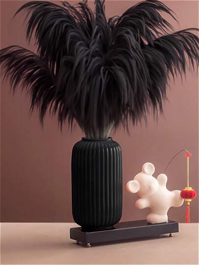 1PC Shatterproof Ceramic Like Plastic Vase Moderne Minimalist Glossy Wit Geometric Contour Textured Matte ing, Non Breakable Tabletop Living Room/Office/Gallery, All Season Monochromatic Art Centerpiece Home Room Flower Glass