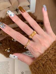 1枚S925纯银优雅鸢尾花蕾丝锆石戒指，奢华派对戒指，适合女士佩戴，周年纪念礼物，情人节礼物，日常佩戴 - 鳶尾花蕾絲戒指 - 查看 4