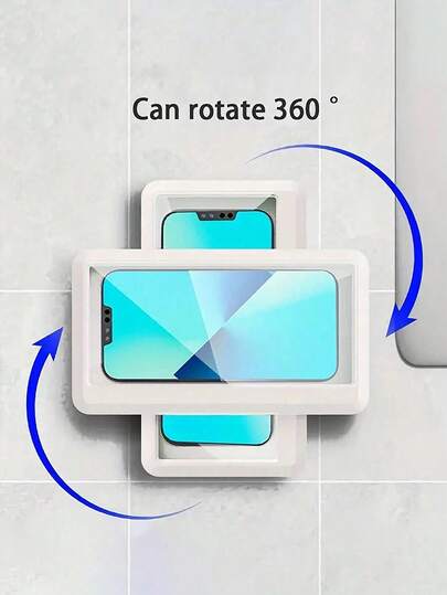 1pc Bathroom Waterproof Phone Case, Mountable Phone Holder With Touchscreen Function, For Watching Videos And Shows In Shower Or At Kitchen Sink, No Drilling, Bathroom Accessories, Room Decor