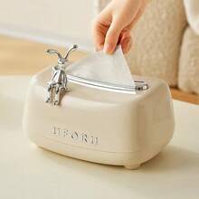 Caja de pañuelos de aire UFORU para sala de estar, caja de papel de bombeo de sentido avanzado, caja de servilletas creativa de lujo ligero - Marrón - Ver 4