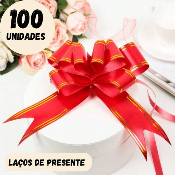 Kit 100 Laço Fácil Mágico Grande Para Presente Lacinho Fita Colorido