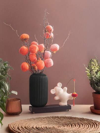 1PC Shatterproof Ceramic Like Plastic Vase Moderne Minimalist Glossy Wit Geometric Contour Textured Matte ing, Non Breakable Tabletop Living Room/Office/Gallery, All Season Monochromatic Art Centerpiece Home Room Flower Glass view 7