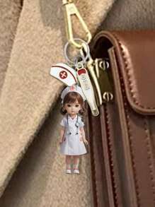 Nurse Doctor Keychain, Nurse Pattern Pendant, Bag Ornament, Acrylic Flat Keychain, Creative Accessory Accessories, Pendant Accessories That Can Be Hung On Backpacks, Phone Cases, Keychains, Car Decoration Pendant, Suitable For Both Boys And Girls, Suitable For Nurses, Doctors, Medical Workers, Gifts, Nurse's Day Gifts, The Best Gift For Medical Staff