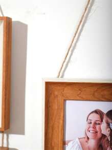 1pc Light Walnut Triple 4-Inch Simple Creative Rope Memorial Photo Frame, Suitable For Hallway, Bedroom, Office, Mother's Day Gift