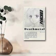 Framed  Anime Girl Canvas Poster - Retro Art Deco Style Wall Decor For Living Room, Bedroom, Or Home Office - Featuring Panchiko "Deathmetal" Album Cover Art - Framed - View 4