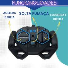 Carrinho De Controle Remoto Recarregável Que Solta Fumaça - PRETO E AZUL - Visão 7