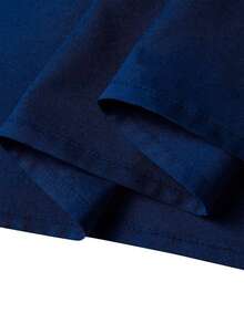 Scacto Solid Color Round Neck Lantern Sleeve Pleated A-Line Elegant Dress With Sequin Decor, Suitable For Daily, Office, Party, Casual Loose Fit, Modest - Navy Blue - View 6