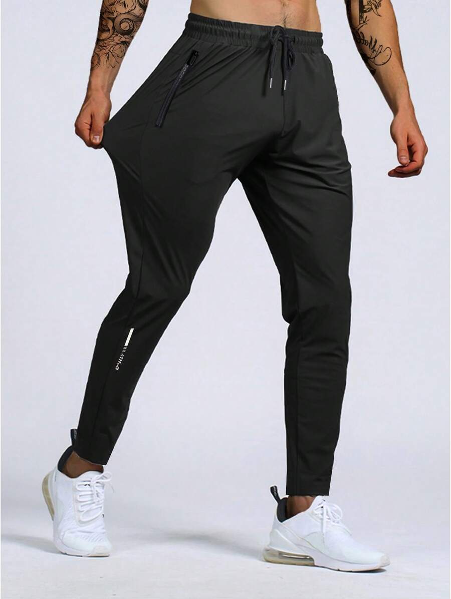Men's Sweatpants Lightweight Active Pants Quick Dry For Running ,Jogging ,Yoga,Golf With Zipper Pockets - 黑色 - 查看 1