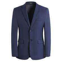 Men's Two-Piece Suit, Four Season Business Casual Suit, Two Button Back Slit Style, Wedding Work Banquet - 深藍色 - 查看 3