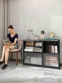 1pc Portable Multifunctional Cube Storage Cabinet With Cover, Free-Standing Organizer For Bedroom, Living Room, Kitchen, Office - Suitable For Home Decor, Valentine's Day Gift - Multicolor - View 9