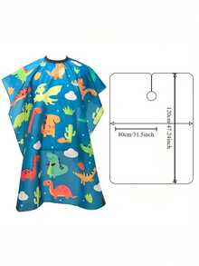 Kids Haircut Cape With Fun Dinosaur Pattern, Adjustable Snap Closure, Lightweight Waterproof Salon Cape For Children, Hairdressing Barber Apron With Soft Touch Material