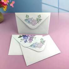 10 件简约清新花卉信封和书写纸套装，优雅牡丹和紫薇花文具、明信片、邀请函，16 X 11 厘米/6.30 X 4.33 英寸 - 彩色 - 查看 5