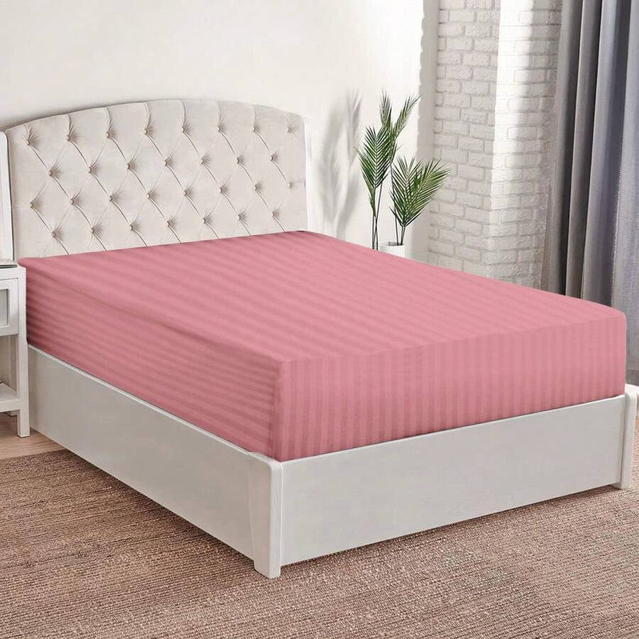Box Spring Sheet With Full Bottom, Cotton Touch, Soft And Fresh, Ideal For Spring, Available In Single, Double, Queen Size And King Size, Variety Of Colors, Perfect For Modern Bedrooms, Breathable And Comfortable For All Seasons - Dusty Pink - View 1