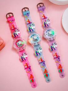 1pc/Set Adorable 3D Unicorn Cartoon Design Silicone Glow-In-The-Dark Quartz Watch, Great For School, Birthday, Halloween Gifts,